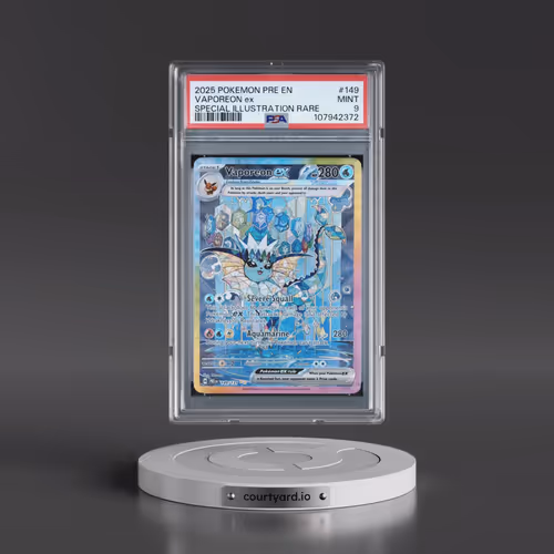 2025 Pokémon Pre EN-Prismatic Evolutions #149 Vaporeon EX - Holo Special Illustration Rare (PSA 9 MI