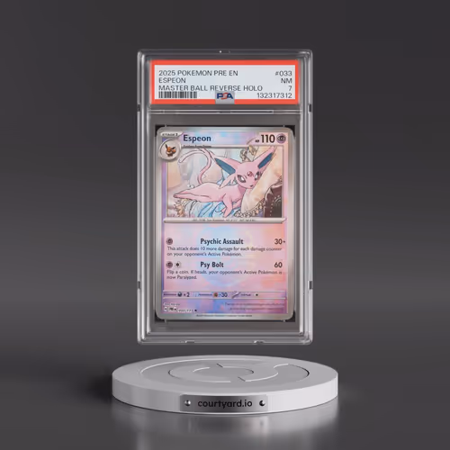2025 Pokémon Pre EN-Prismatic Evolutions #033 Espeon - Reverse Holo Master Ball (PSA 7 NM)