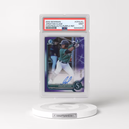 2022 Bowman Chrome Prospect Autographs #CPAJCL Jonatan Clase - Purple Refractor (PSA 9 MINT)
