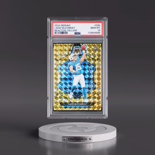 2024 Panini Mosaic #334 Ladd McConkey - Reactive Yellow (PSA 10 GEM MINT)