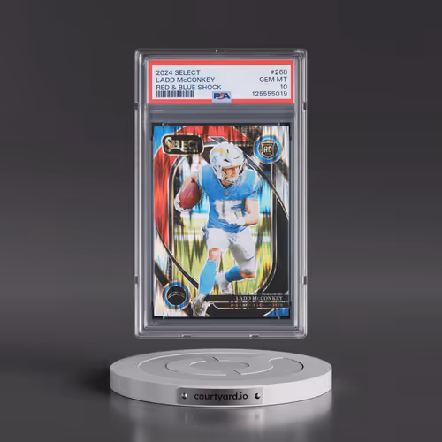 2024 Panini Select #268 Ladd McConkey - Red & Blue Shock (PSA 10 GEM MINT)