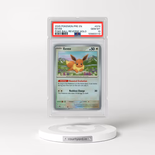 2025 Pokémon Pre EN-Prismatic Evolutions #074 Eevee - Reverse Holo Poke Ball (PSA 10 GEM MINT)