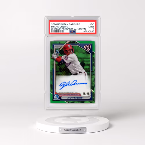 2024 Bowman Sapphire Edition Chrome Prospects Sapphire Autographs #DC Dylan Crews - Green (PSA 9 MIN