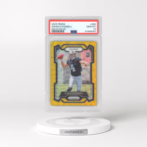 2023 Panini Prizm #360 Aidan O'Connell - Gold Wave (PSA 10 GEM MINT)