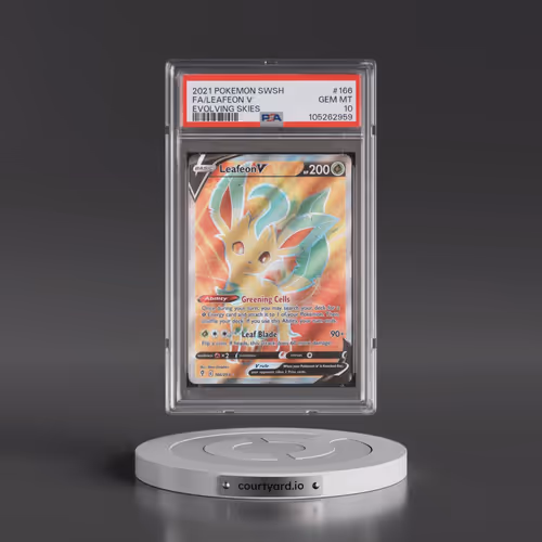 2021 Pokémon Sword & Shield Evolving Skies #166 Leafeon V - Holo Full Art (PSA 10 GEM MINT)