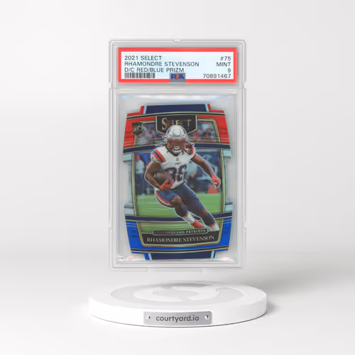 2021 Panini Select #75 Rhamondre Stevenson - Die-Cut Red/Blue Prizm (PSA 9 MINT)
