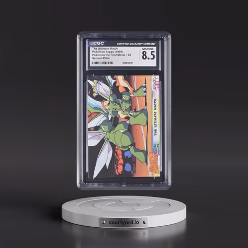 1999 Pokémon the First Movie #34 The Ultimate Match - Second Print (Black Topps Logo) (CGC 8.5 NM-MT