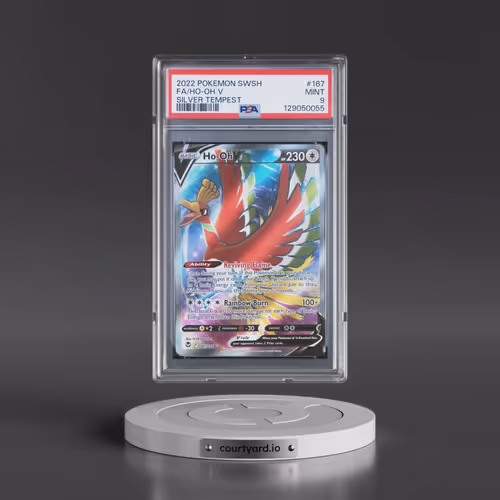 2022 Pokémon Sword & Shield Silver Tempest #187 HO-Oh V - Holo Full Art (PSA 9 MINT)