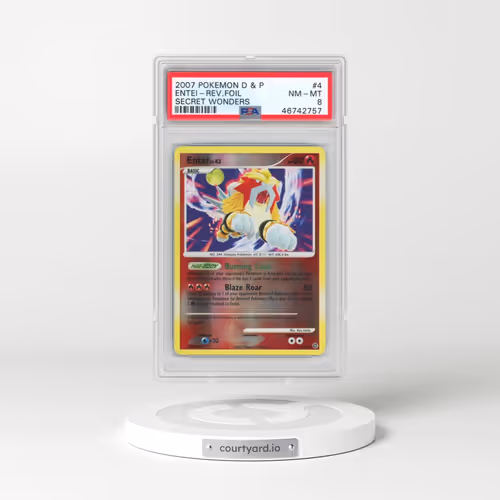 2007 Pokémon Diamond & Pearl Secret Wonders #4 Entei - Reverse Foil (PSA 8 NM-MT)