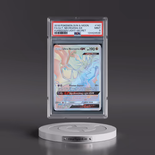 2018 Pokémon Sun & Moon Forbidden Light #140 Ultra Necrozma GX - Holo Full Art Secret (PSA 9 MINT)