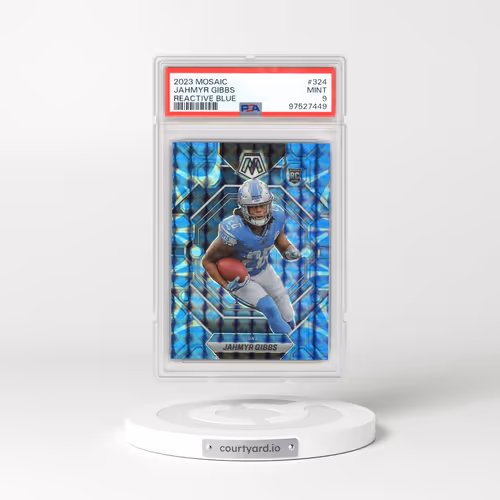 2023 Panini Mosaic #324 Jahmyr Gibbs - Reactive Blue (PSA 9 MINT)