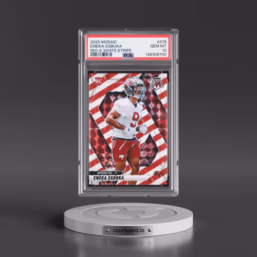 2025 Panini Mosaic #376 Emeka Egbuka - Red & White Stripe (PSA 10 GEM MINT)