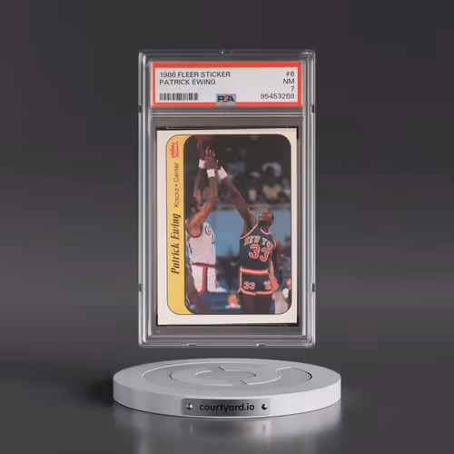 1986 Fleer Sticker #6 Patrick Ewing (PSA 7 NM)