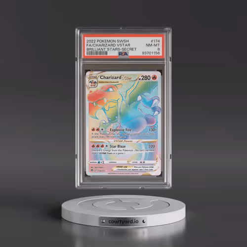 2022 Pokémon Sword & Shield Brilliant Stars #174 Charizard Vstar - Full Art Secret (PSA 8 NM-MT)