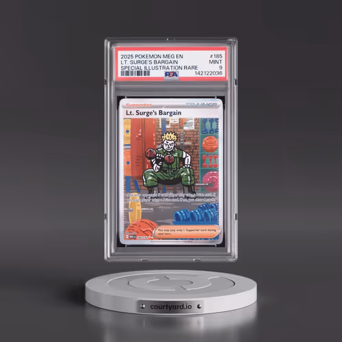 2025 Pokémon Meg EN-Mega Evolution #185 LT. Surge's Bargain - Special Illustration Rare (PSA 9 MINT)