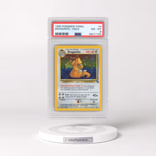 1999 Pokémon Fossil #4 Dragonite - Holo (PSA 8 NM-MT)