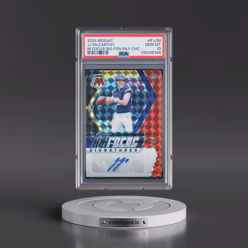2024 Panini Mosaic in Focus Signatures #IFJJM JJ McCarthy - Fusion Red & Yellow Choice (PSA 10 GEM M