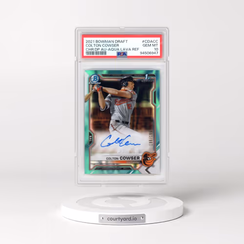 2021 Bowman Draft Chrome Draft Pick Autographs #CDACC Colton Cowser - Aqua Lava Refractor (PSA 10 GE