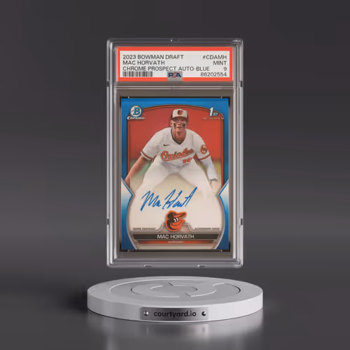 2023 Bowman Draft Chrome Prospect Autograph #CDAMH Mac Horvath - Blue Refractor (PSA 9 MINT)