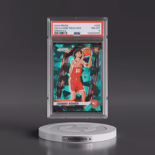 2024 Panini Prizm #265 Zaccharie Risacher - Green Ice (PSA 8 NM-MT)