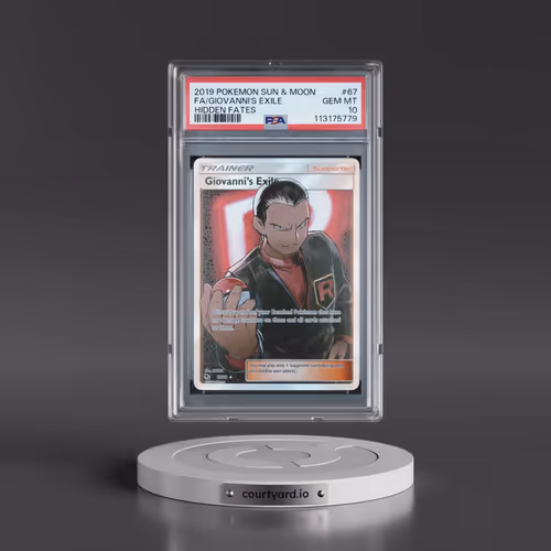 2019 Pokémon Sun & Moon Hidden Fates #67 Giovanni's Exile - Full Art (PSA 10 GEM MINT)