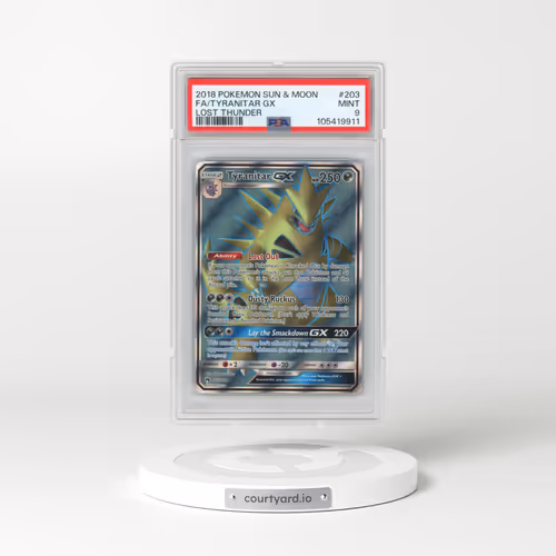 2018 Pokémon Sun & Moon Lost Thunder #203 Tyranitar GX - Holo Full Art (PSA 9 MINT)