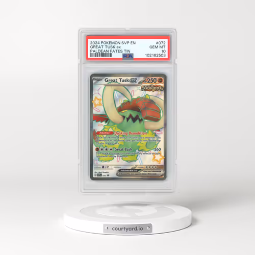2024 Pokémon Svp EN-SV Black Star Promo #072 Great Tusk EX - Holo Paldean Fates Tin (PSA 10 GEM MINT)