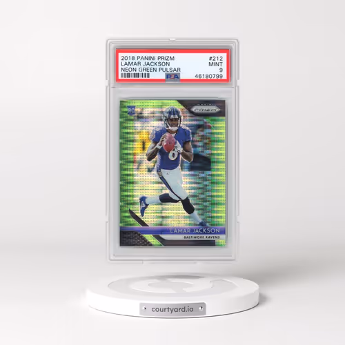 2018 Panini Prizm #212 Lamar Jackson - Neon Green Pulsar (PSA 9 MINT)