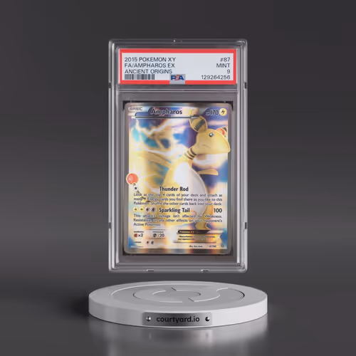 2015 Pokémon XY Ancient Origins #87 Ampharos EX - Holo Full Art (PSA 9 MINT)