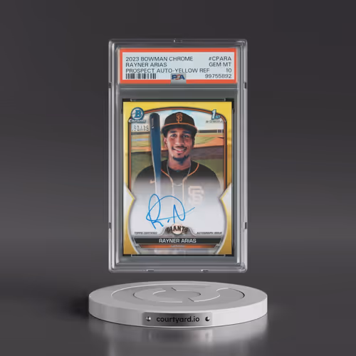 2023 Bowman Chrome Prospect Autographs #CPARA Rayner Arias - Yellow Refractor (PSA 10 GEM MINT)