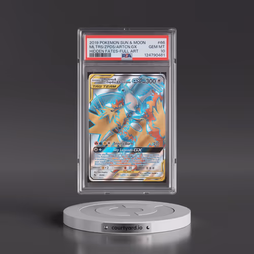 2019 Pokémon Sun & Moon Hidden Fates #66 Moltres & Zapdos & Articuno GX - Holo Full Art (PSA 10 GEM