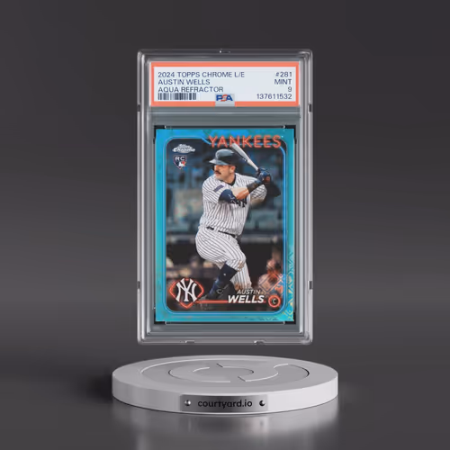2024 Topps Chrome Logofractor Edition #281 Austin Wells - Aqua Refractor (PSA 9 MINT)