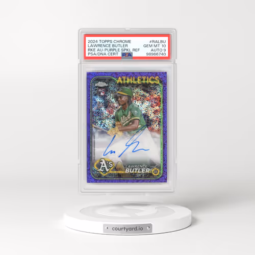 2024 Topps Chrome Rookie Autographs #RALBU Lawrence Butler - Purple Speckle Refractor (PSA 10 GEM MINT)