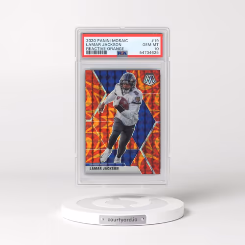 2020 Panini Mosaic #19 Lamar Jackson - Reactive Orange (PSA 10 GEM MINT)