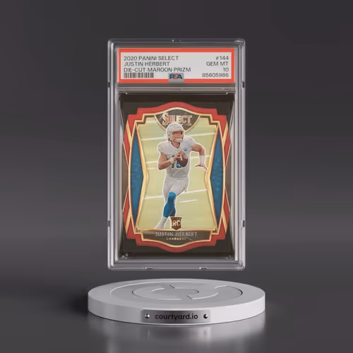 2020 Panini Select #144 Justin Herbert - Die-Cut Maroon Prizm (PSA 10 GEM MINT)