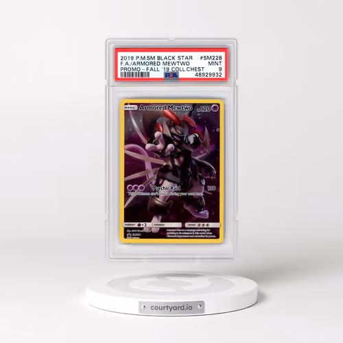 2019 Pokémon SM Black Star Promo #SM228 Armored Mewtwo - Full Art Fall 2019 Collector Chest (PSA 9 MINT)