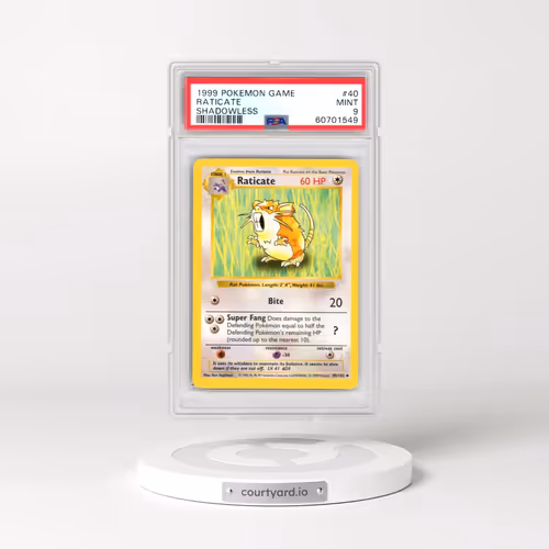1999 Pokémon Game #40 Raticate - Shadowless (PSA 9 MINT)