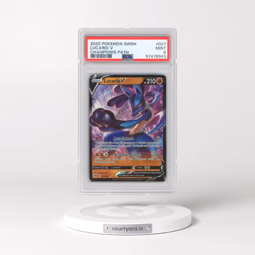 2020 Pokémon Sword & Shield Champion's Path #027 Lucario V - Holo (PSA 9 MINT)