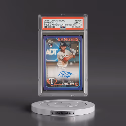 2024 Topps Chrome Rookie Autographs #RAEC Evan Carter - Purple Refractor (PSA 10 GEM MINT)