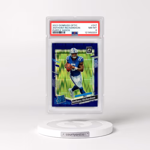 2023 Panini Donruss Optic #247 Anthony Richardson - Purple Shock (PSA 8 NM-MT)