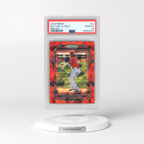 2023 Panini Prizm #92 Elly de La Cruz - Red Ice (PSA 10 GEM MINT)