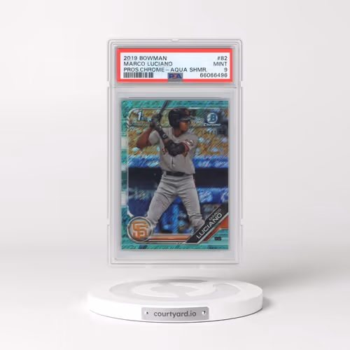 2019 Bowman Prospects Chrome #82 Marco Luciano - Aqua Shimmer (PSA 9 MINT)