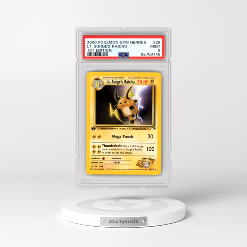2000 Pokémon Gym Heroes #28 LT. Surge's Raichu - 1st Edition (PSA 9 MINT)