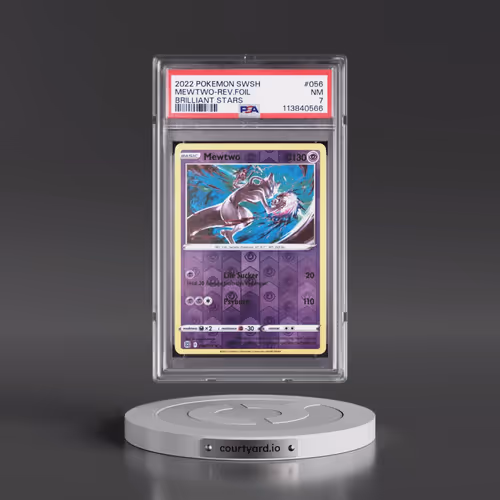 2022 Pokémon Sword & Shield Brilliant Stars #056 Mewtwo - Reverse Foil (PSA 7 NM)