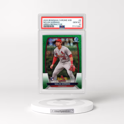 2023 Bowman Mega Box Chrome #6 Nolan Gorman - Green Refractor (PSA 10 GEM MINT)