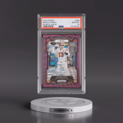 2023 Panini Prizm #266 Brock Purdy - Purple Wave (PSA 10 GEM MINT)