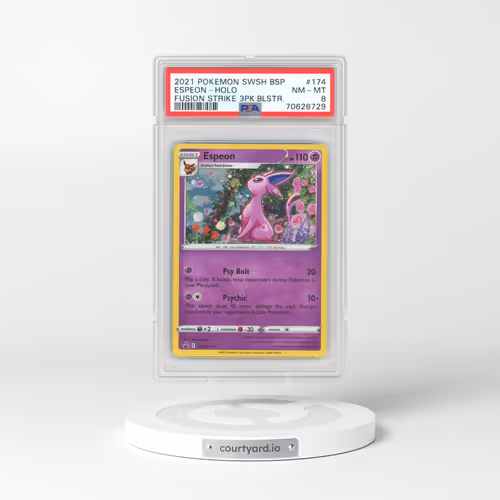 2021 Pokémon Swsh Black Star Promo #174 Espeon - Holo Fusion Strike Three Pack Blisters (PSA 8 NM-MT)