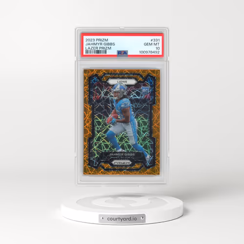 2023 Panini Prizm #331 Jahmyr Gibbs - Lazer Prizm (PSA 10 GEM MINT)