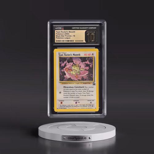 1999 Black Star Promos #18 Team Rocket's Meowth - Pokémon League (CGC 10 PRISTINE)