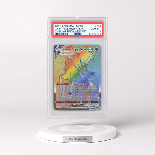 2021 Pokémon Sword & Shield Chilling Reign #204 Shadow Rider Calyrex Vmax - Full Art Secret (PSA 10
